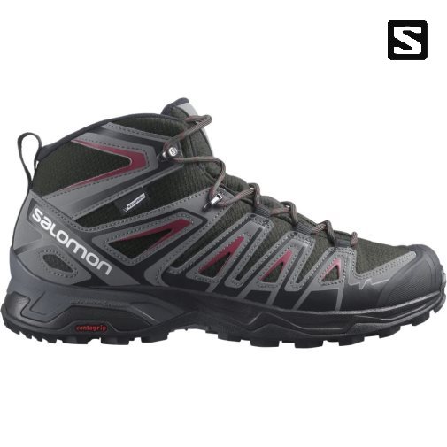 Black Salomon X Ultra Pioneer Mid CSWP Men's Hiking Boots | IE HW8602